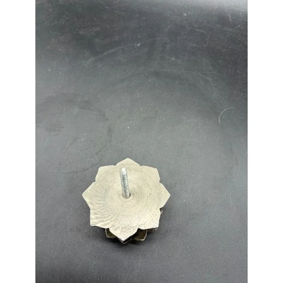 Vintage Floral Rhinestone Drawer Pull Silver Tone Rosette Cabinet Knob Hardware - Picture 4 of 7